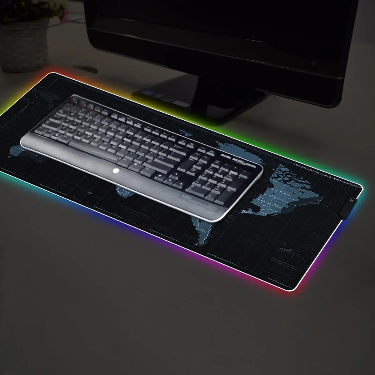 RGB игровой коврик для мыши геймерский компьютерный светодиодный usb-коврик с большой картой мира коврик для мыши цветной нескользящий Настольный коврик для мыши