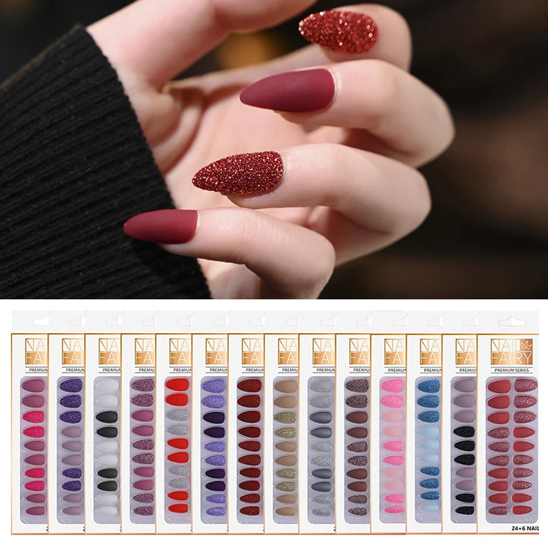 

Ballerina Fake Nails Short Stiletto False Nails With Shiny Glitter Designs Nail Tools Sets Tips For Nails Press Nails With Glue