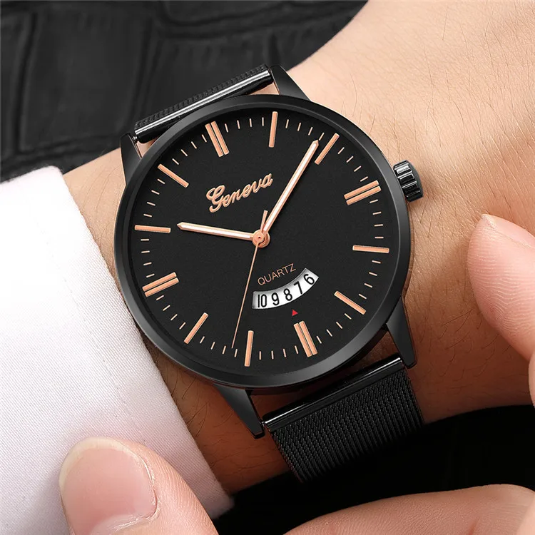 

Geneva High Quality Simple Watch Fashion Women Rose Gold Quartz Wristwatch Luxury Calendar Ladies Watches Women's Dress Watch