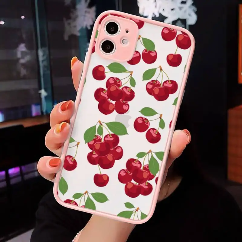 

Fruit coconut watermelon cherry Phone Cases Matte Transparent For iPhone 12 Mini 11 Pro XR XS Max 7 8 Plus