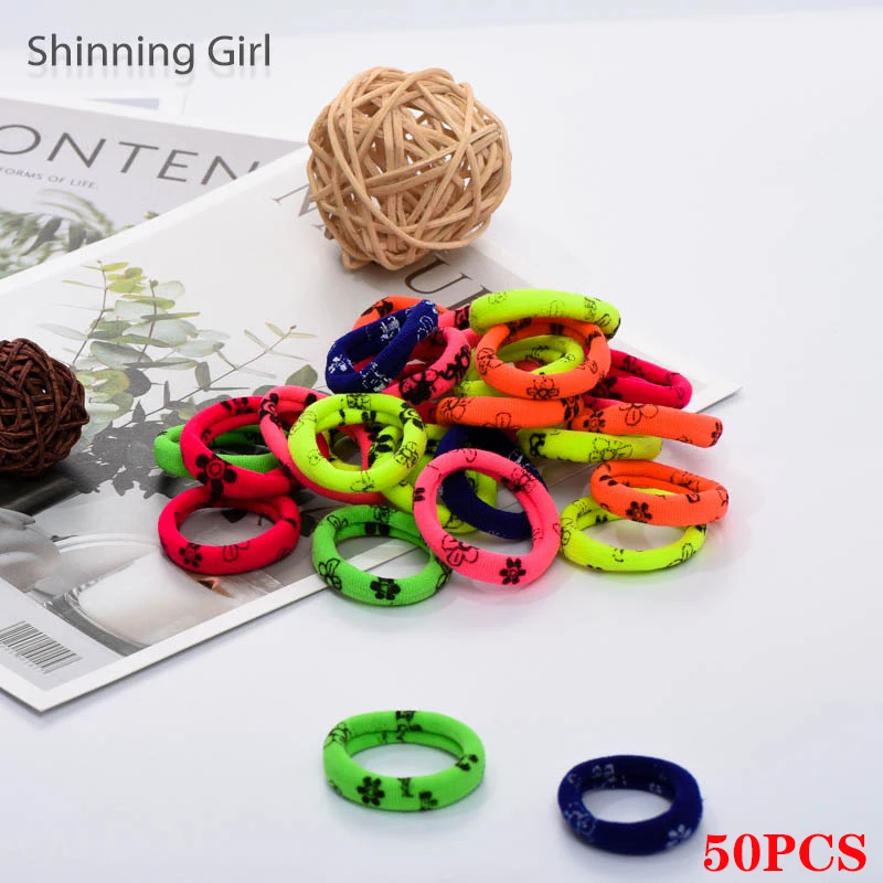 FlowerLiangCai-50pcs 30 шт./50 шт., бесшовная Детская резинка для волос для девочек, эластичная резинка для волос, резинка для головы, держатель для волос, аксессуары для волос для детей - Окраска металла: FlowerLiangCai-50pcs