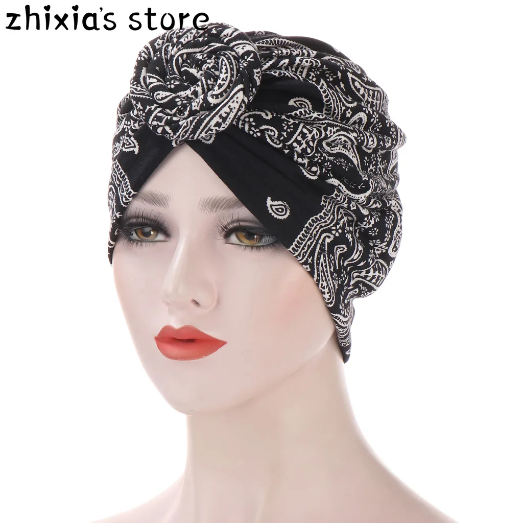 

Arab Wrap Women Head Scarf Turban Caps Fashion Printed Hijab Bonnet Bohemian Ethnic Inner Hijabs For Cap Muslim Headdress Hat