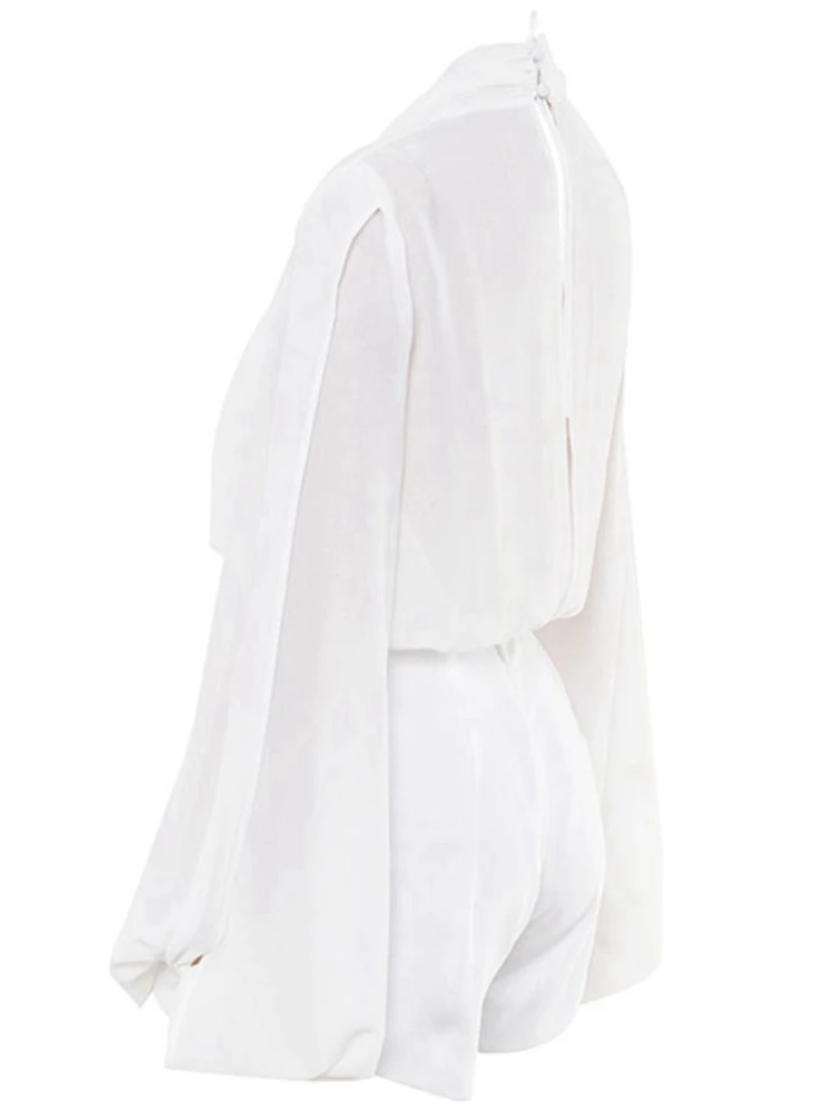 Ocstrade белый V шеи с длинным рукавом мини вырез Bodycon Комбинезоны HI1056-White