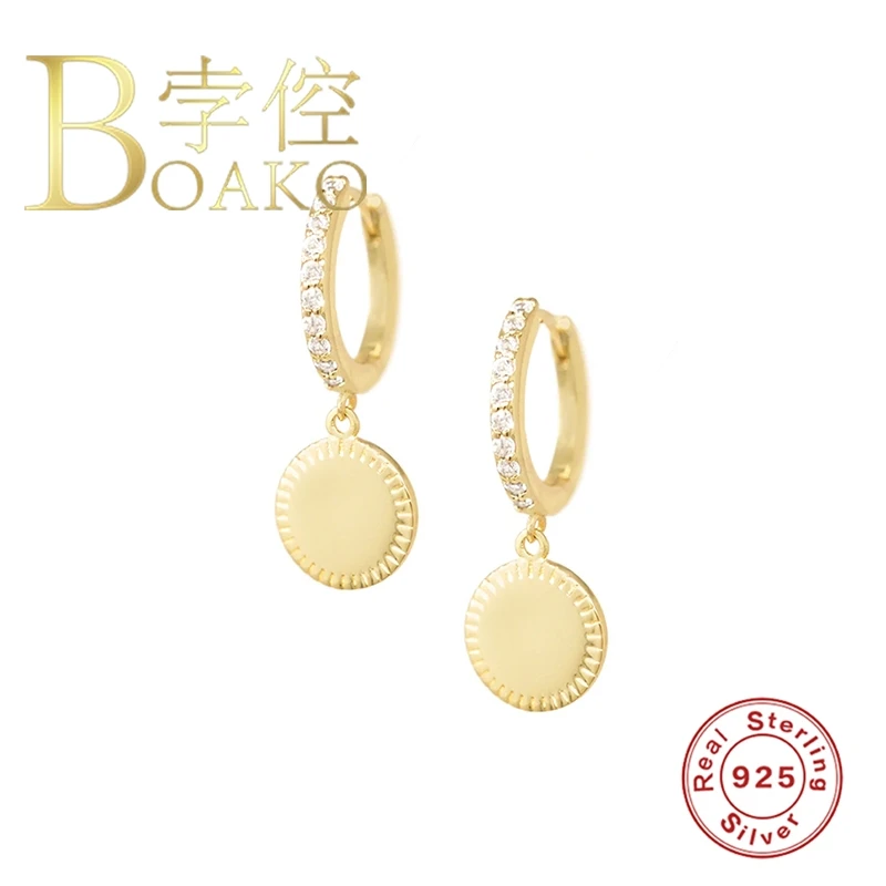 

BOAKO Single Circle Earrings For Women 925 Sterling Silver Earrings Dangle Piercing Earings Ear Cuffs Pendientes Oorbellen#10.3