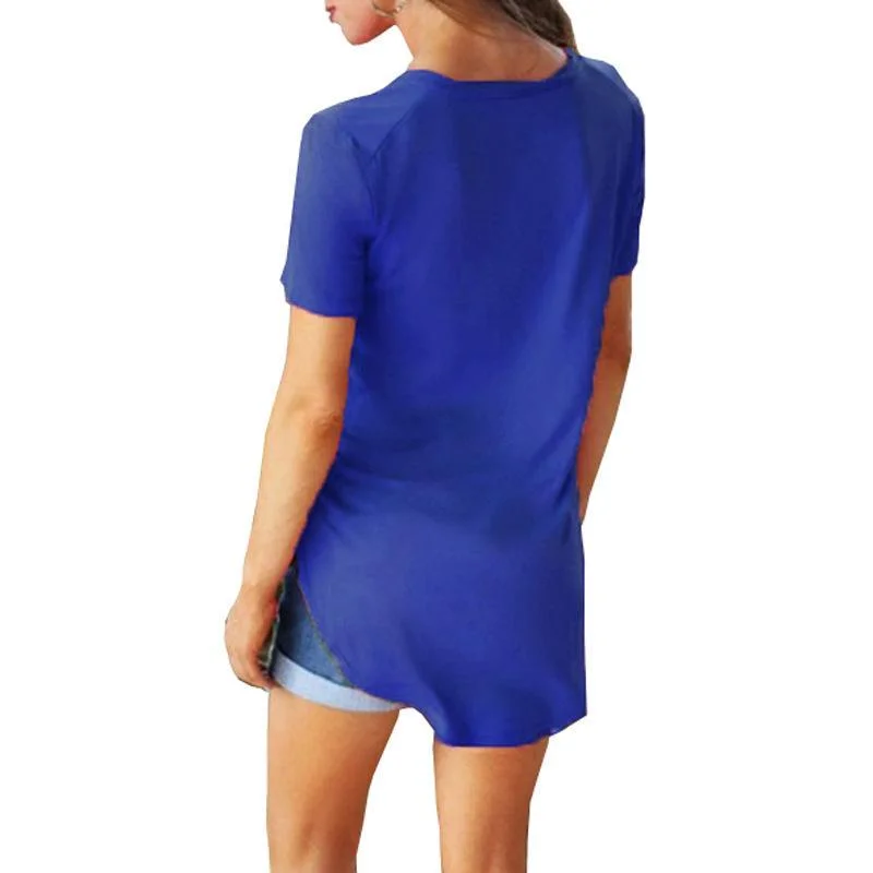 

Pure Color T Shirt Ladies Casual Short Sleeve Loose Long T Shirt V Neck Summer Pullover Top Oversize