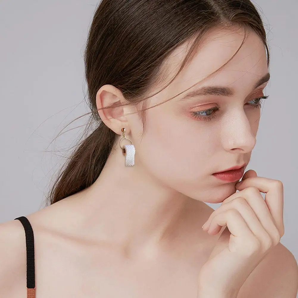 

1 Pair New Fun Toilet Paper Earrings Women Fashion Jewelry Women Earrings Roll Paper Drop R8f4