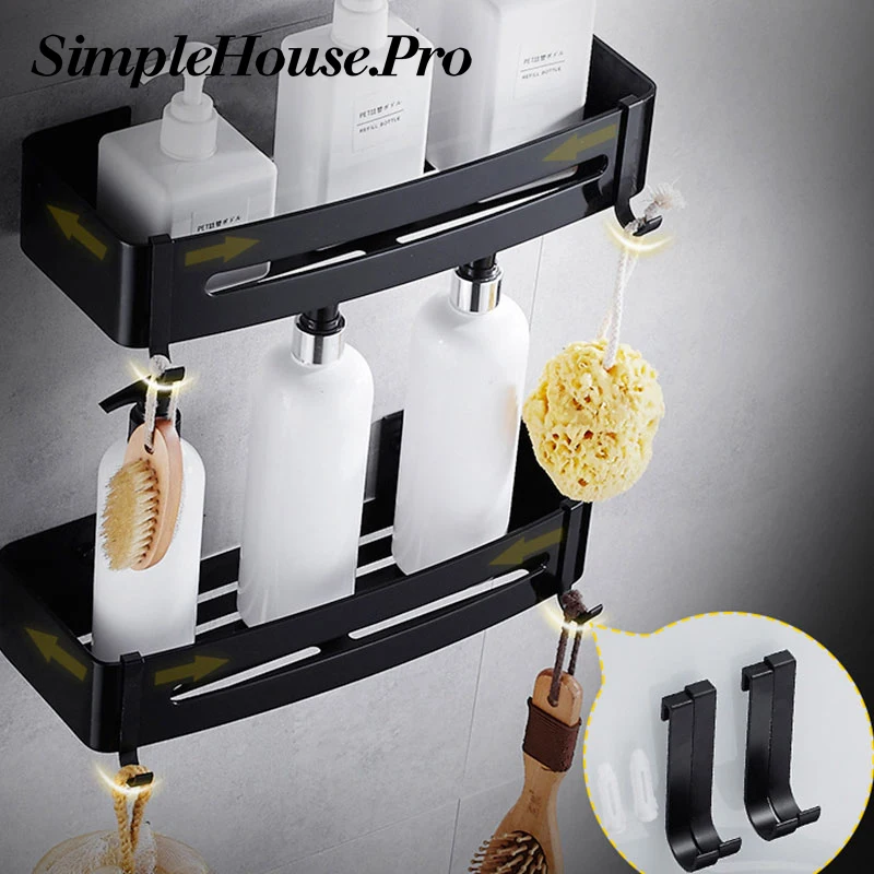 SimpleHouse. Pro матовая черная космическая алюминиевая полка для ванной комнаты