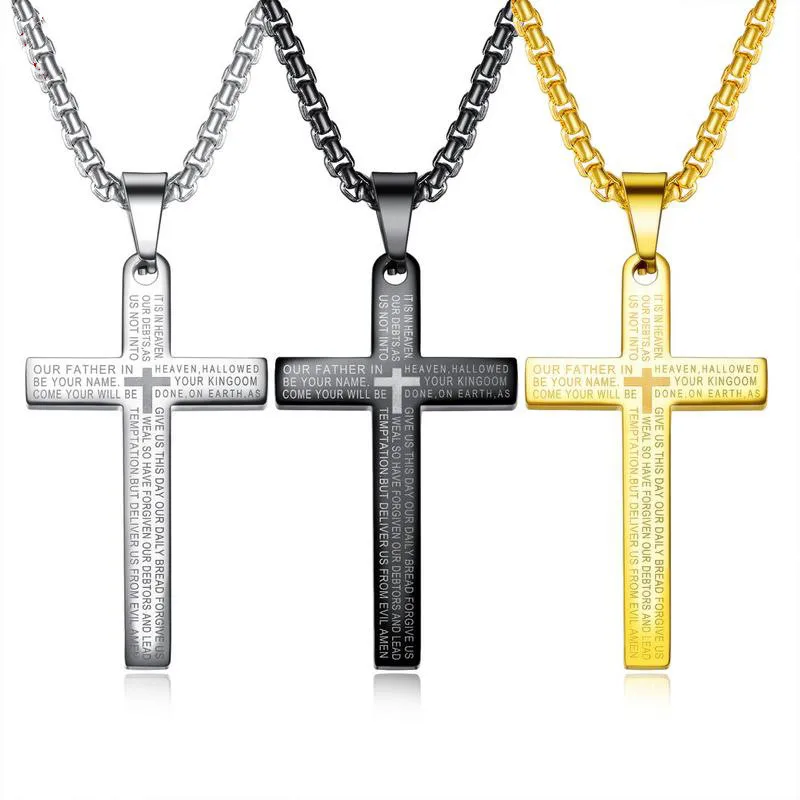 

2021 Trend Euramerican Style Men's Chain Length 550mm Cross Men Necklace Black Titanium Steel Jewelry Pendant Jewelry