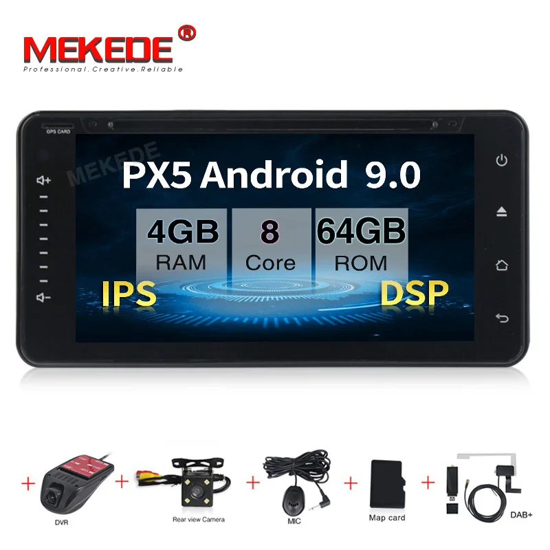 MEKEDE Авто Радио Android 9,0 4+ 64G ips DSP Автомобильный мультимедийный плеер для toyota corolla RAV4 Hilux camery для toyota универсальный - Цвет: Camera DVR DAB