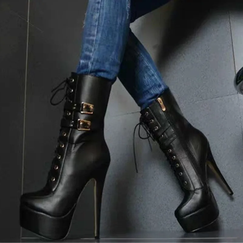 

SHOFOO shoes,Beautiful fashionable women's shoes , about 15 cm high-heeled women's boots, mid calf women's boots.