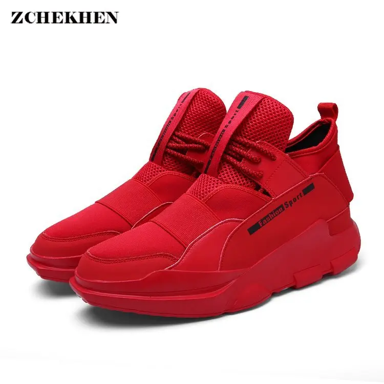 Кроссовки со скрытым каблуком и высоким берцем; Мужская Спортивная обувь; не сужающиеся книзу кроссовки; сезон осень; повседневные кроссовки на плоской подошве; красная обувь; Tenis Masculino# y3