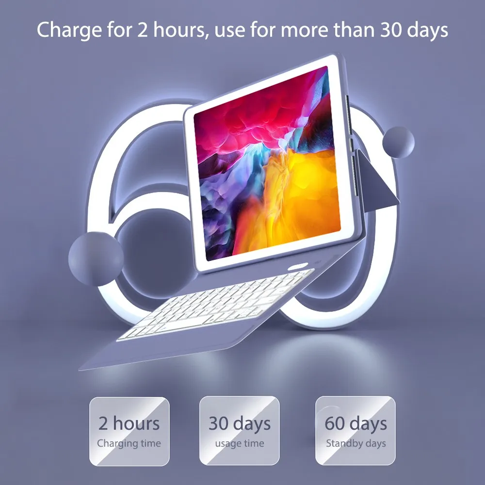 

Bluetooth Keyboard with Protective Case Portable 360 Degree Rotation Backlit Swivel Touch Keyboard for IPad AIr3 10.5 2019