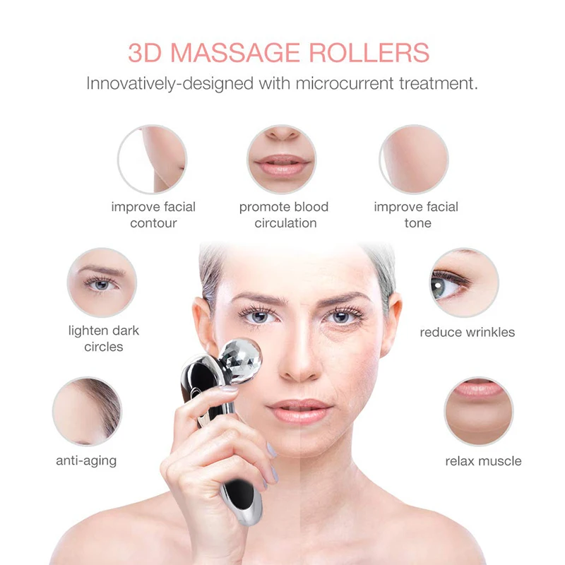 3D роликовый массажер лица микротоковый роликовый V-Face лифтинг лица шеи талии тела похудение подтягивающий ролик уход за кожей Массажер TSML2