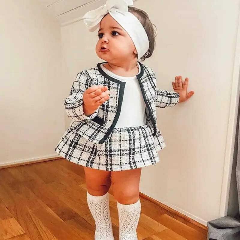 Pudcoco/комплект одежды для маленьких девочек на день рождения клетчатое пальто