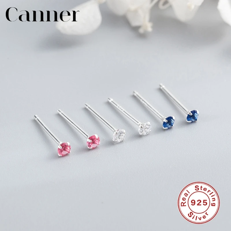 Простые геометрические розовые синие Кристальные циркониевые маленькие шпильки