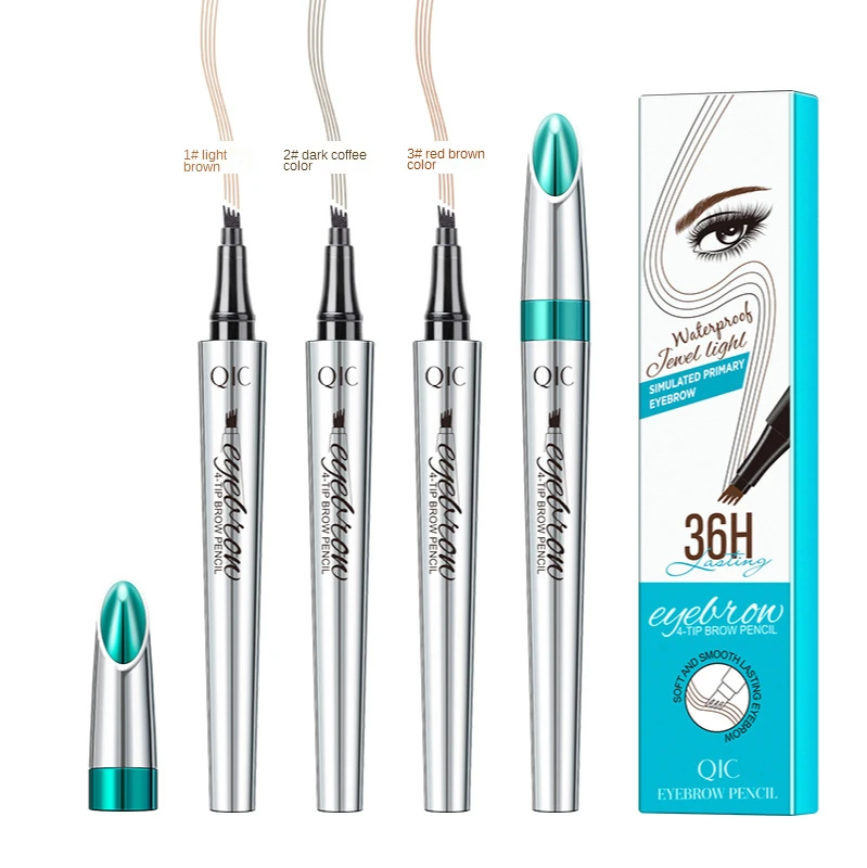 

Long Lasting Liquid Microblading Eyebrow Pencil 4 Micro-Fork Tip Waterproof Eye Brow Definer Pen Creates Daily Makeup Effortless