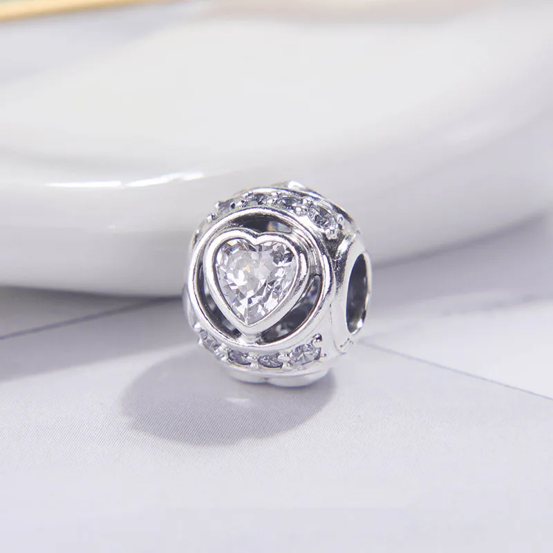 2019 New Winter Elevated Heart Charm 925 Sterling Silver Charms Beads Fit Bracelets Necklaces DIY Women Christmas Gift Jewelry | Украшения