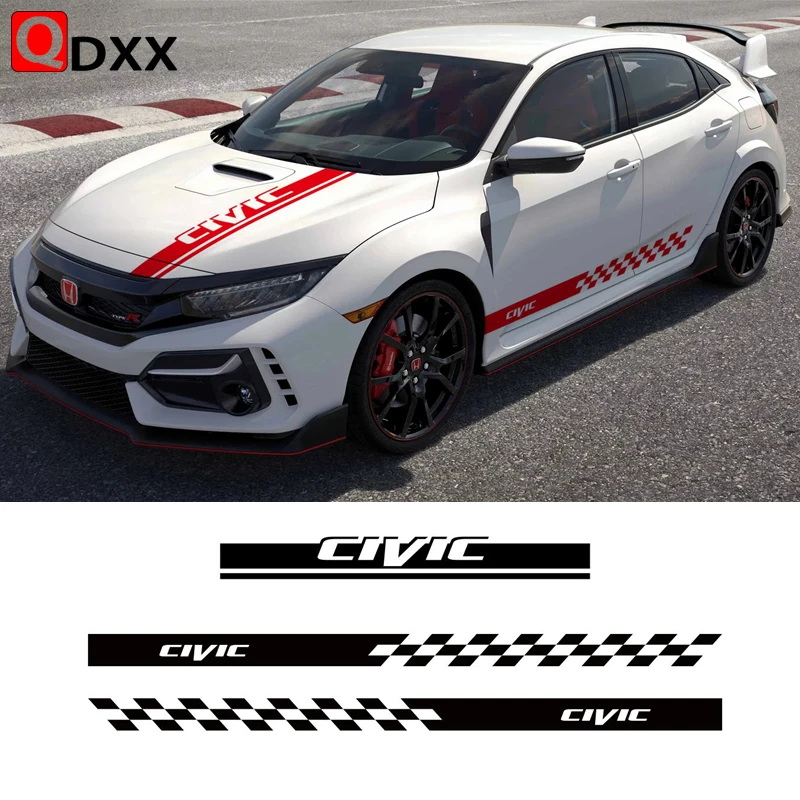 Автомобильная наклейка на дверь и боковую юбку для Honda Civic TypeR Hatchback Sedan крышку