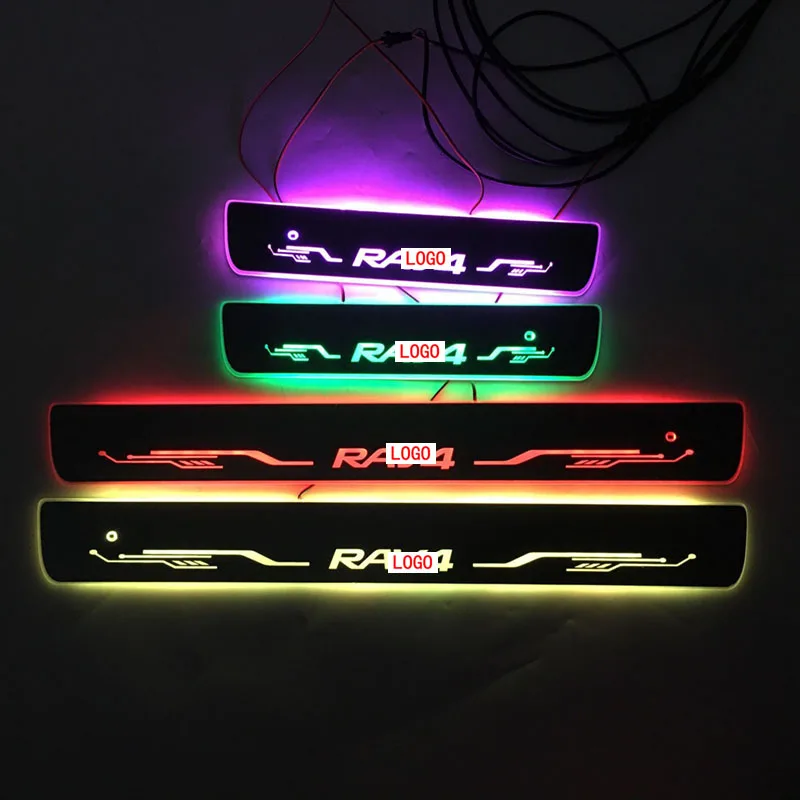 Для RAV4 дверная динамическая Светодиодная лампа Накладка на порог приветственная