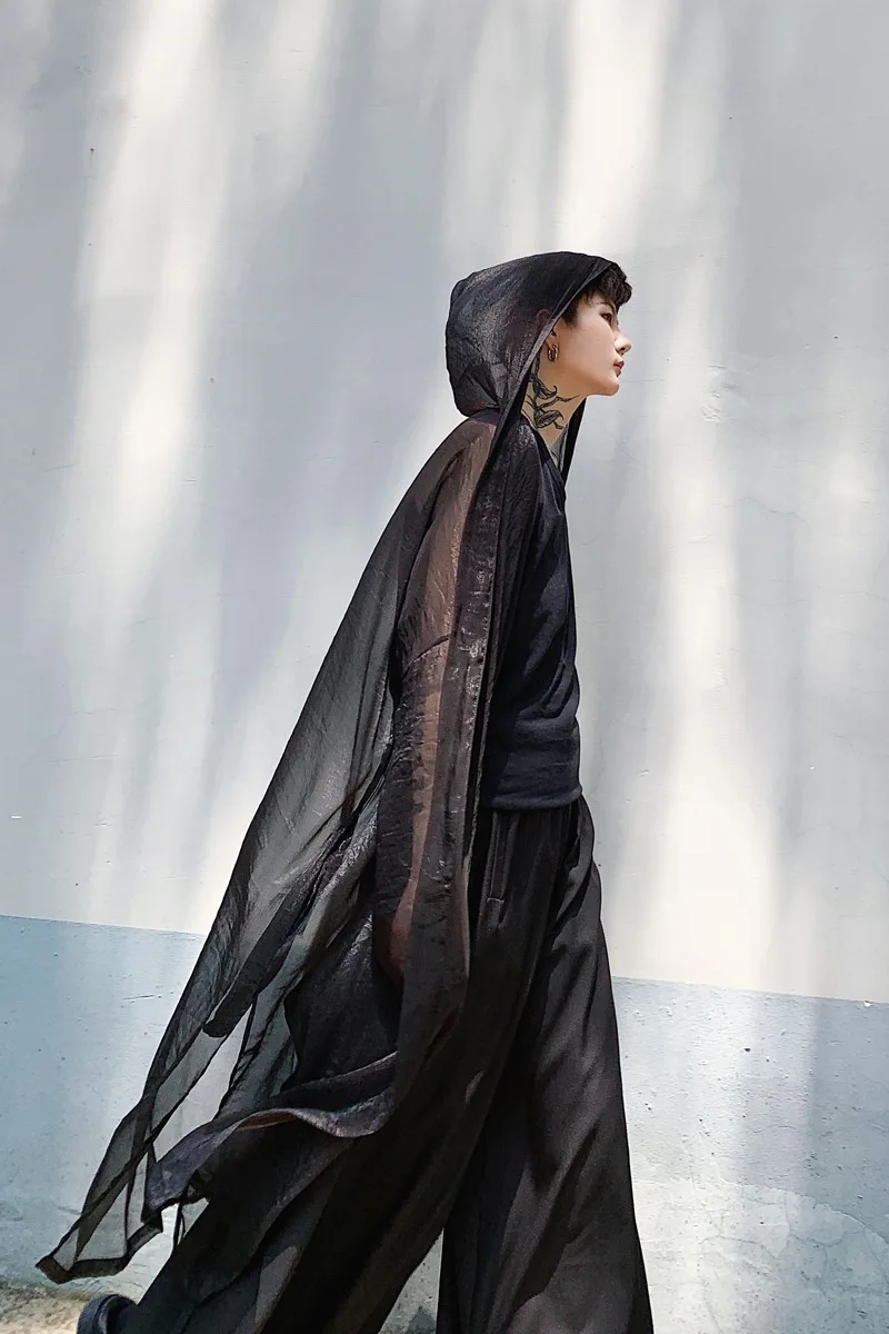 

UMI MAO Summer New Style Men's Dark Design Perspective Windbreaker Jacket Thin Hooded Personality Sunscreen Clothing Batch