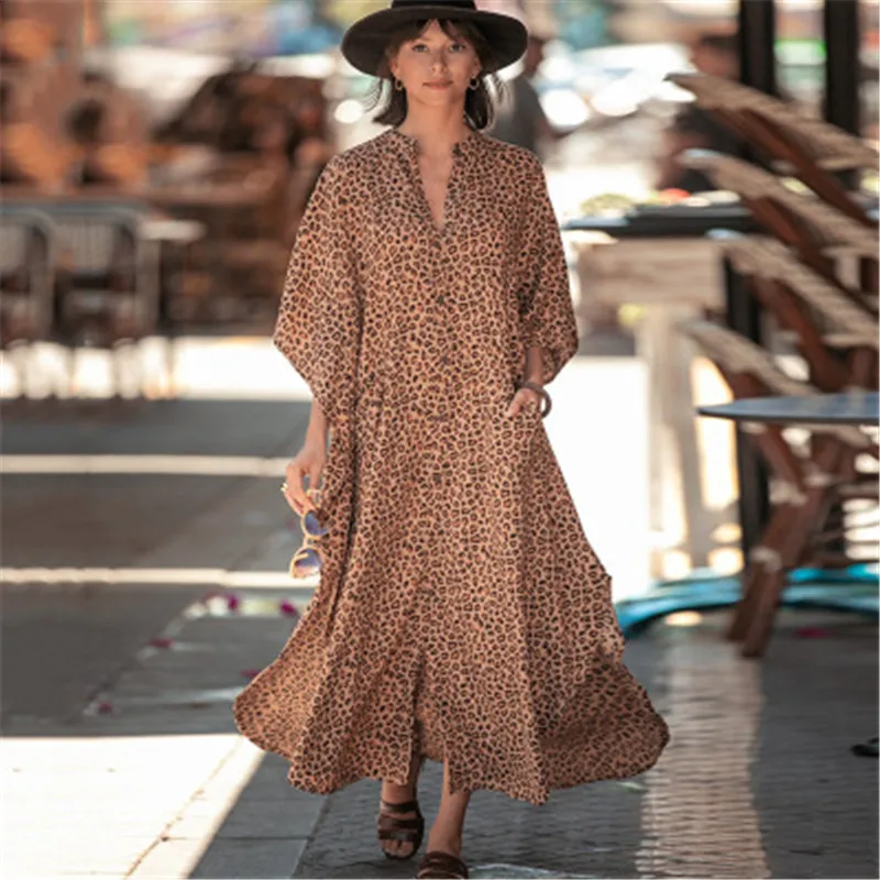 

New Beach Dress Shirt Women Bikini Swimsuit Cover Shirt Leopard Dot Cardigan Long Skirt Beach Sunwear for Vacation