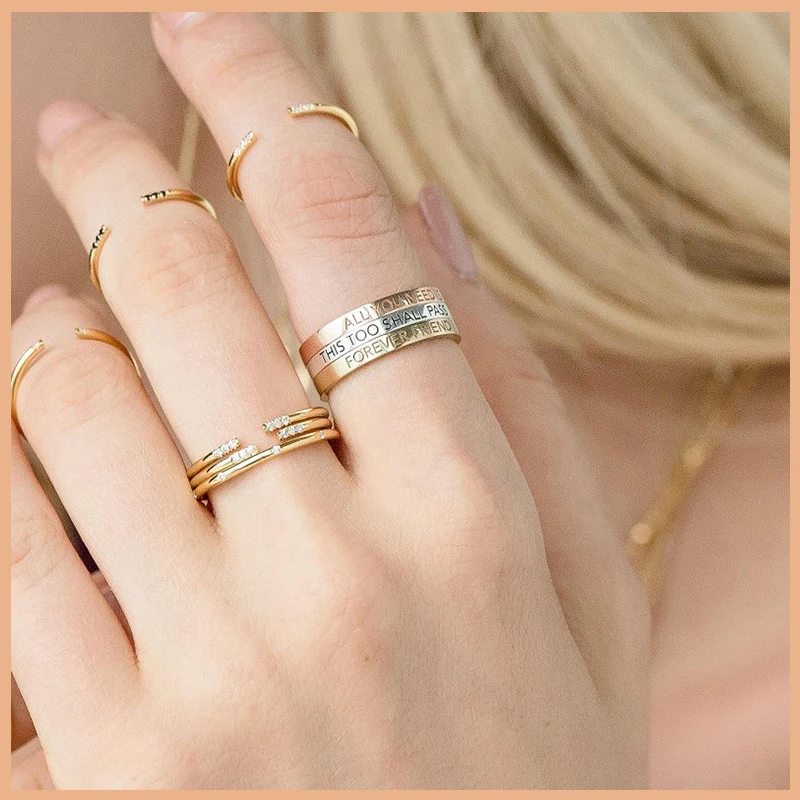 SG персонализированные кольца из розового золота с гравировкой на заказ