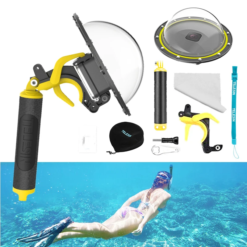 

6"Dome Port for Go pro 8 Black 30M Waterproof Case Housing Float Handle Grip for GoPro Hero 8 Black Trigger Dome Cover Accessory