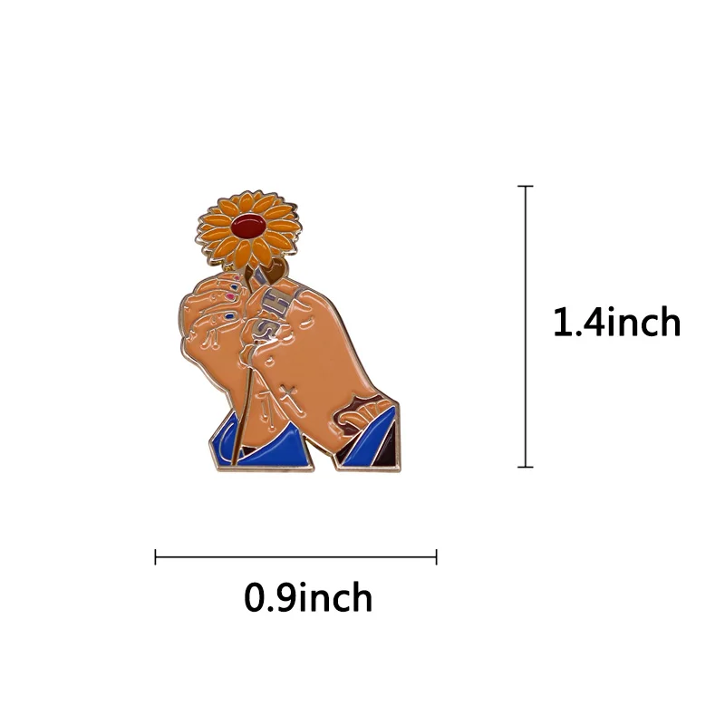 Брошь с подсолнухом HS эмалированная булавка тонкой линией однонаправленный
