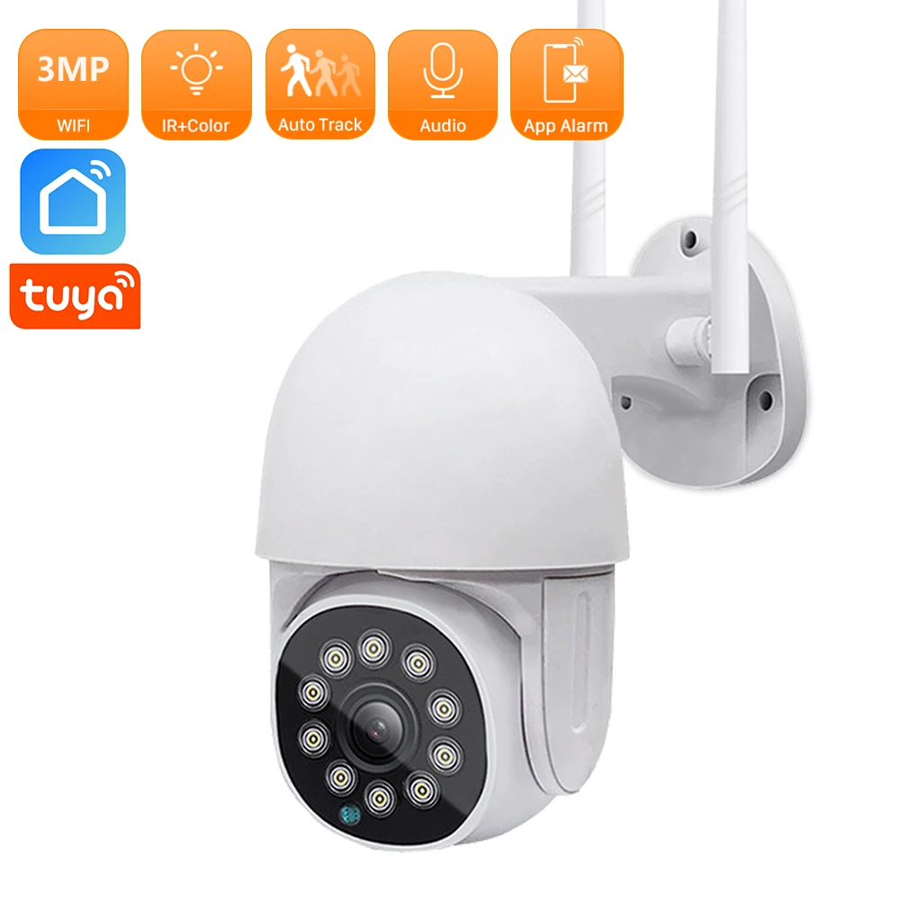 

3MP Tuya Camera Home 1080P HD Waterproof External Wifi Video Camera Surveillance Smart Life Auto tracking Security Camera