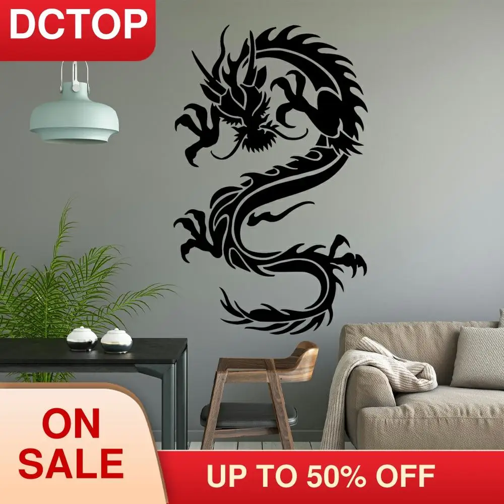 Китайский стиль домашний декор Дракон наклейки на стену клей съемный ПВХ