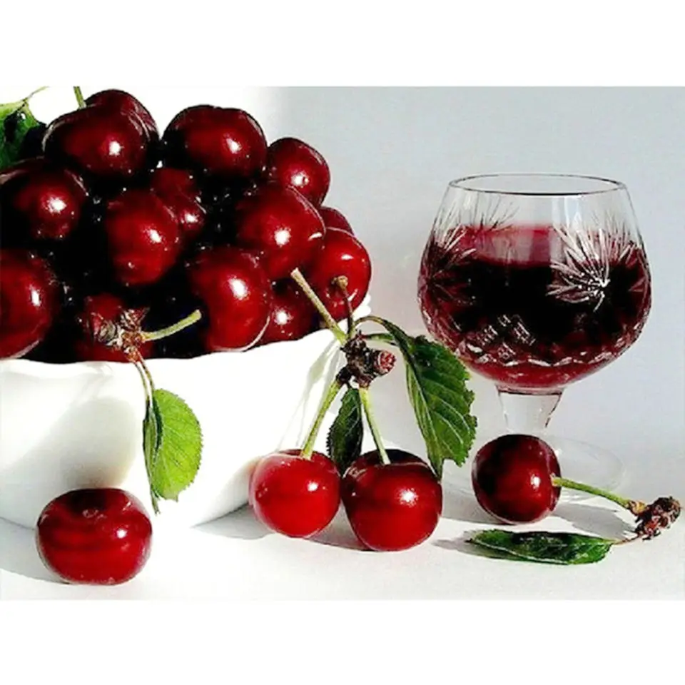 

New 5D diamond painting handmade DIY embroidery cross stitch full square diamond custom photo"Fruit Cherry" wall home decor gift
