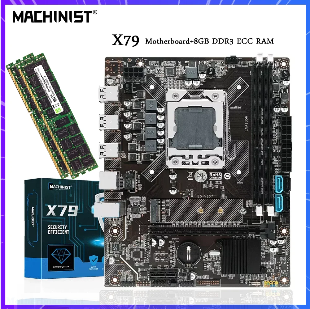 

MACHINIST X79 Motherboard + 8GB DDR3 ECC RAM Memory Kit Support LGA 1356 CPU Intel Xeon E5 Series Processor M.2 NVME E5 V309