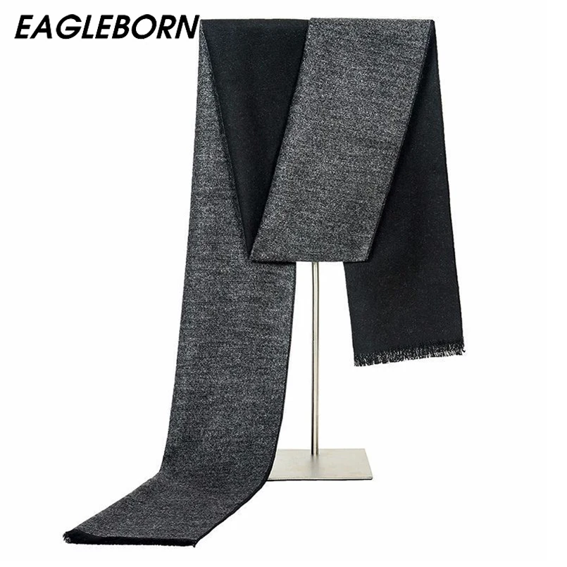 Мужской шарф модный однотонный черный серый простой Осень-зима шарфы для мужчин
