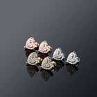 1 пара носков в стиле хип-хоп с мелким цирконием AAA камнем Bling лед из ювелирных изделий серьги в виде сердца, для мужчин и женщин, унисекс, реперские кепки ювелирных изделий цвета: золотистый, серебристый Цвет