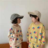 2021 autumn boys and girls printing sports outfits cotton long sleeve weatshirt and sweatpants 2pcs suits children clothes sets