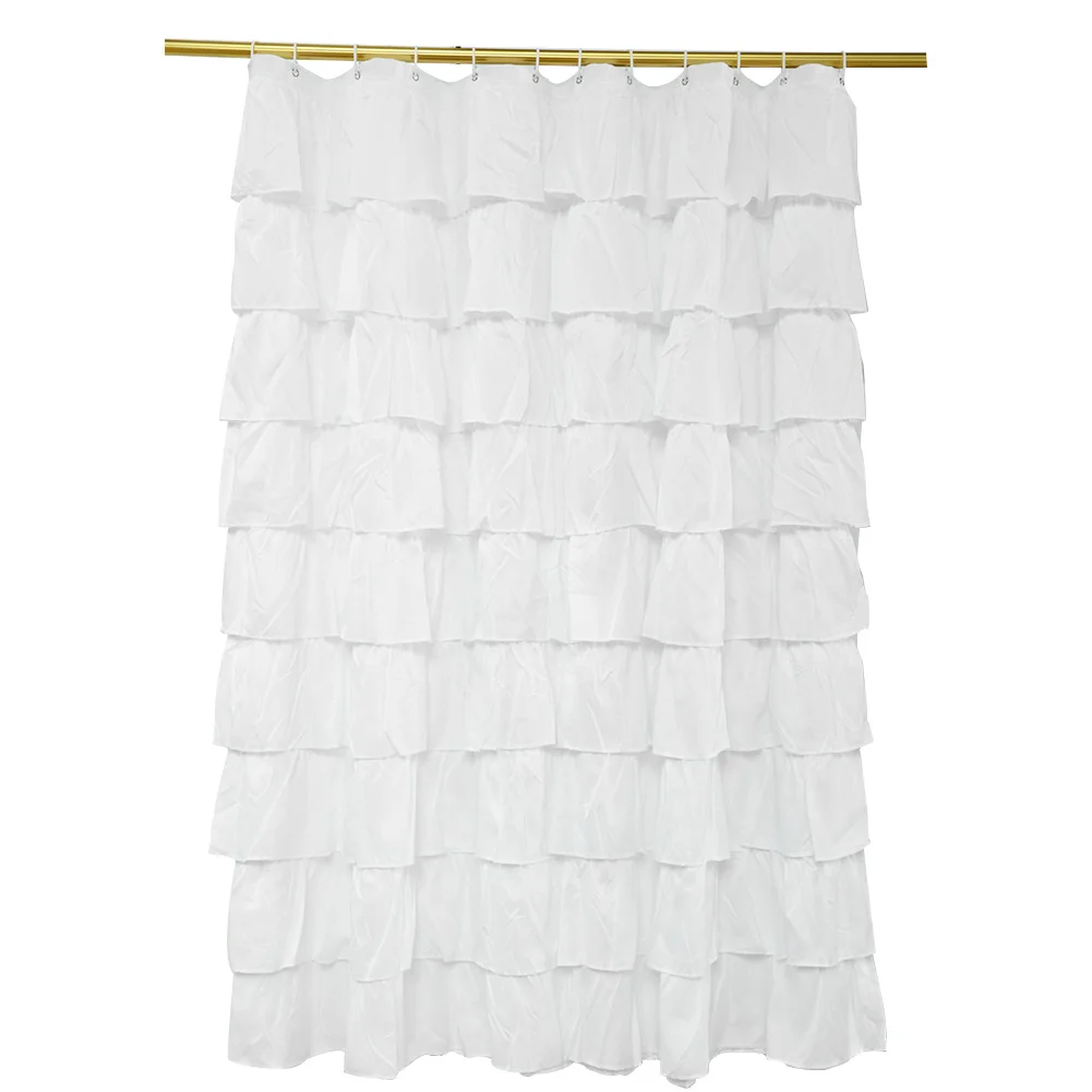 

Bathroom White Home Supplies Solid Shower Curtain Bath Decor With Hooks