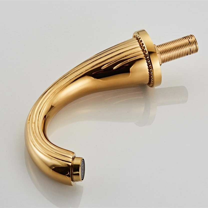 Basin Faucets Gold Brass Modern Bathroom Sink Faucet Double With drill Handle 3 Hole Bathbasin Counter Mixer Taps XR8260 | Обустройство