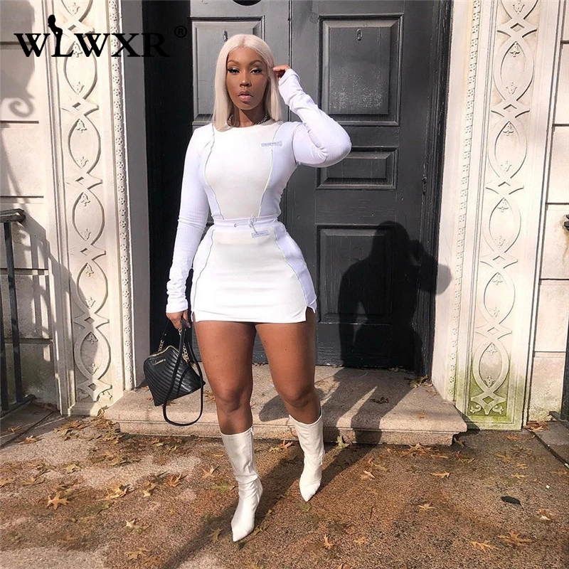 Уличная одежда WLWXR Светоотражающий Комплект из двух предметов Женская Клубная