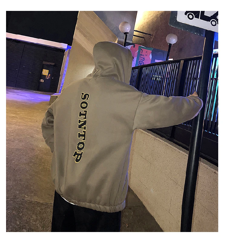 

2020 Autumn and Winter Thick Men Hoodies Oversized Sweatshirt Hip Hop Zip Up Hoodie Letter Print Men Hoodies Harajuku Hoodie