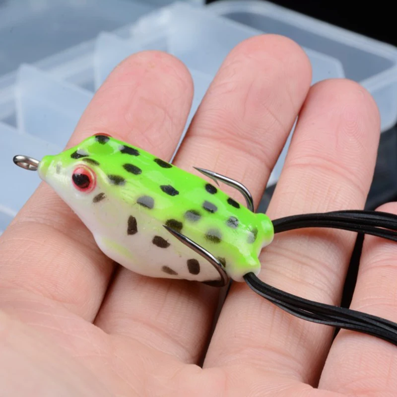 

5 Pcs/Box 4.2CM 5.8g Frog Lure Soft Tube Bait Plastic Fishing Lure with Fishing Hooks Topwater Ray Frog Artificial 3D Eyes
