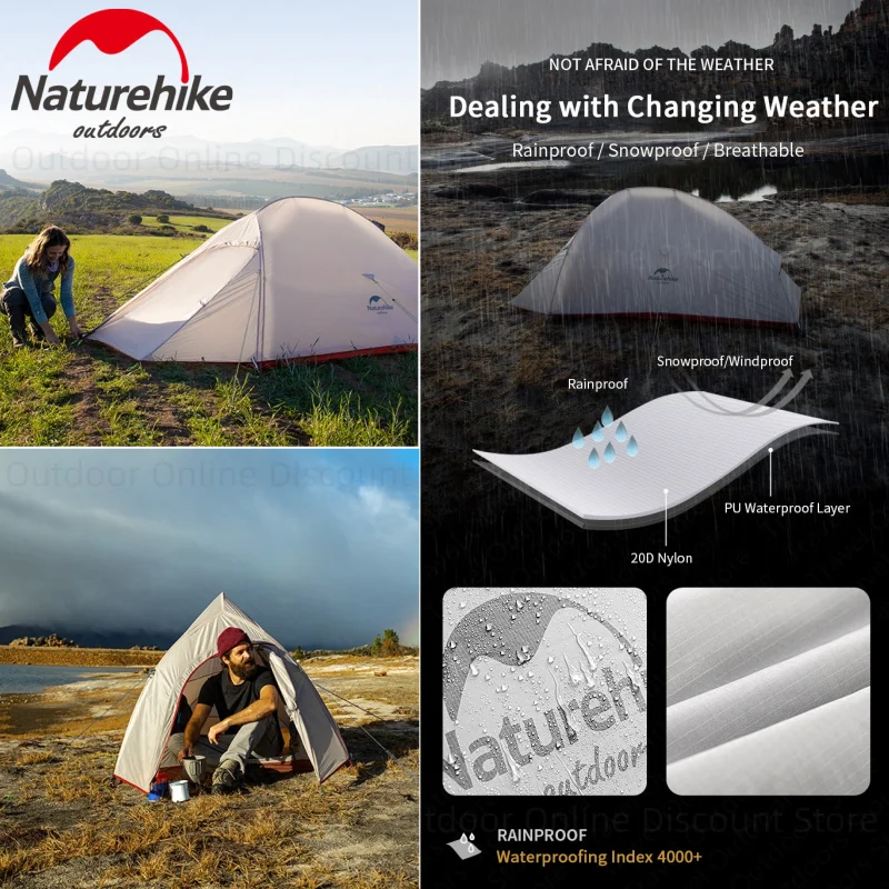 Туристическая палатка Naturehike Cloud Up 1 2 3 Модернизированная Ультралегкая