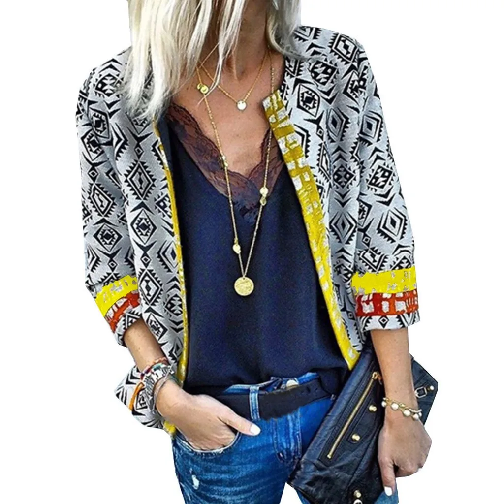 Винтажное зимнее женское пальто с принтом 2019 модный осенний повседневный