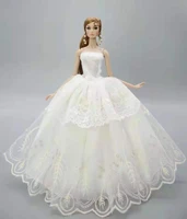 off white floral lace princess dresses 11 5 doll outfit for barbie dolls clothes wedding party gown 16 bjd accessories diy toy