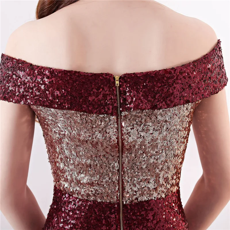 

Gradient Sequin Evening Dress 2020 Luxury Ladies Slim Sukienki Off Shoulder Prom Party Long Robe Plus Size Dress Mermaid Gown