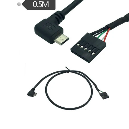 (2 шт. в упаковке) 50 см 90 градусов правый угол Micro USB папа 5 Pin Материнская плата