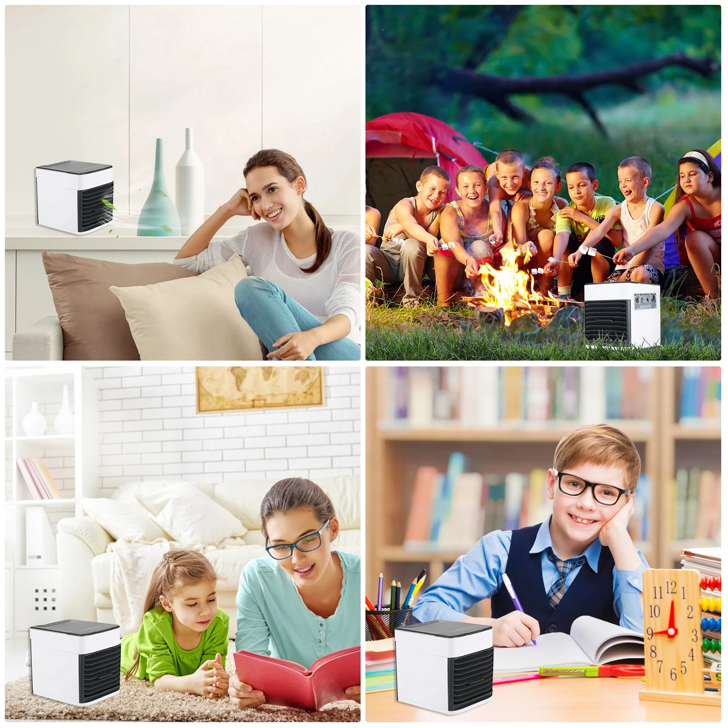 

New Air Conditioner Fan Noiseless Evaporative Air Humidifier USB Personal Conditioner 3-Speed LED Cooler Humidifier Purifier