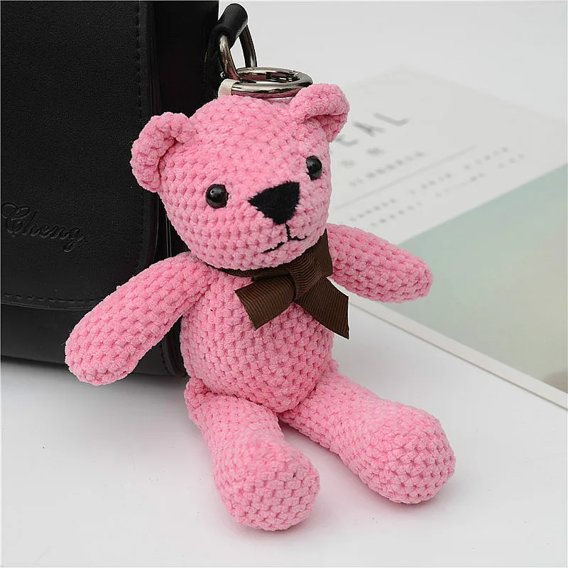 

Pineapple Plaid bear Keychain cut button bow tie bear plug Doll Bag Pendant