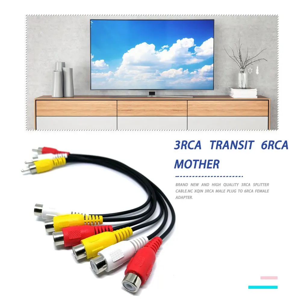 3RCA штекер-гнездо 6RCA штекер NC XQIN сплиттер Аудио ТВ DVD видео кабель адаптера AV |