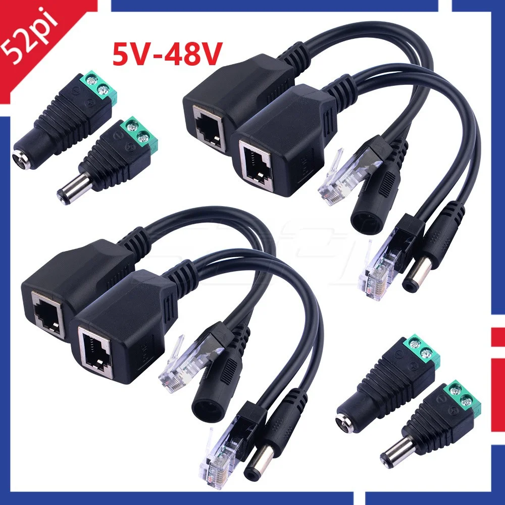 5Pairs Passive POE Splitter RJ45 Female to Male + Power Out 5V-48V For Routers IP Security Camera Wireless Access Point