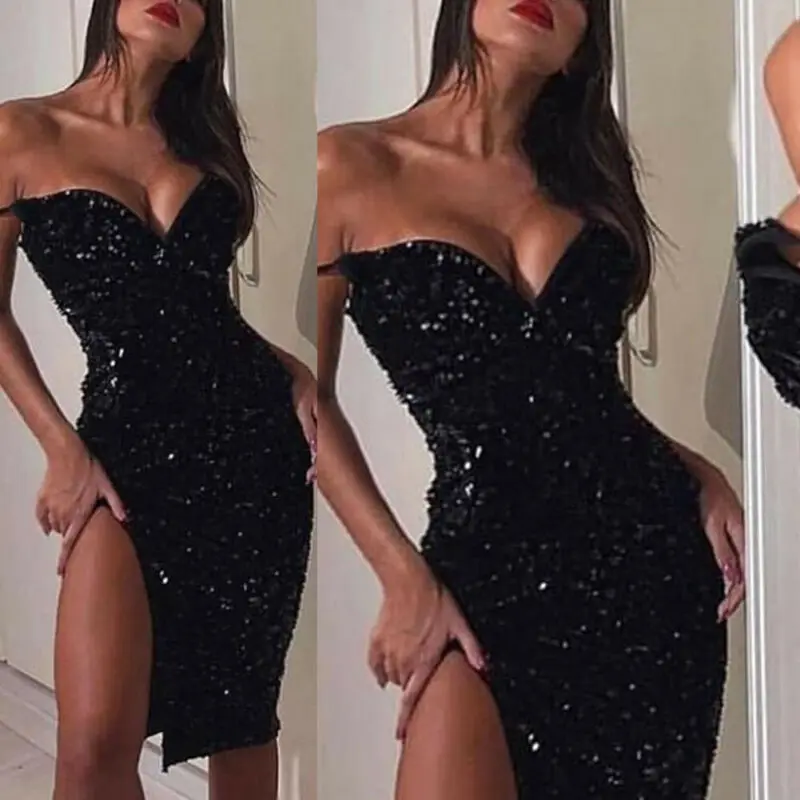 Винтажное Привлекательное платье с блестками женское Повседневное облегающее